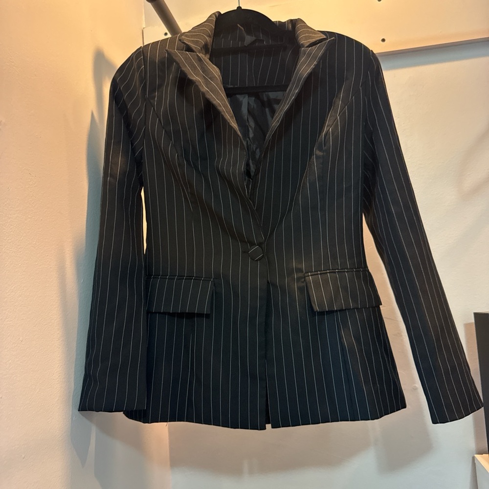 Windsor Black Pinstripe Suit Jacket